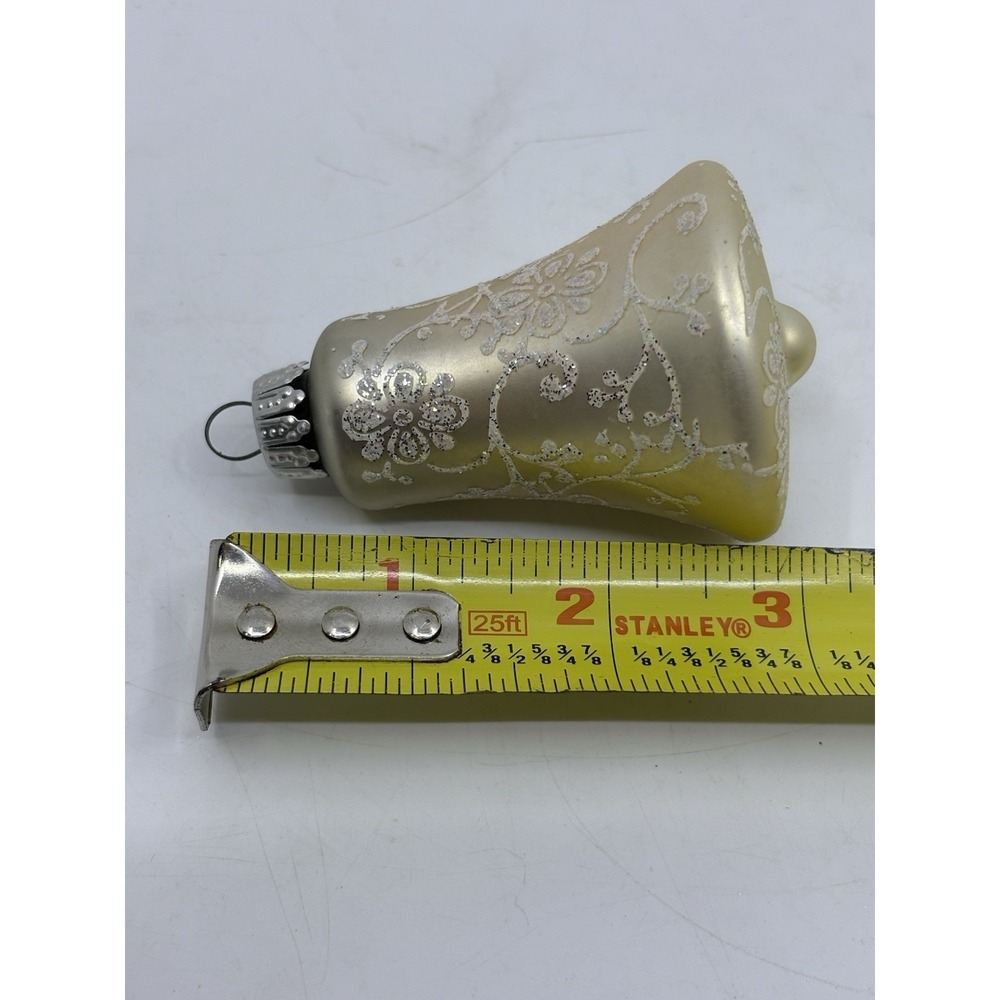 Krebs Christmas Hanging Ornament Bell White Glitter - Picture 3 of 5